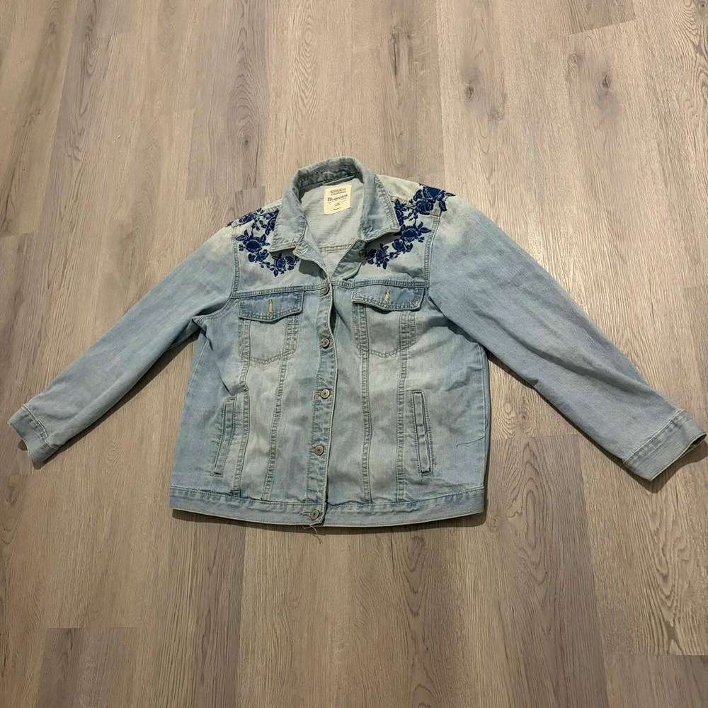 Bluenotes Boyfriend Jacket Rose Floral Boho Embroidery Cottagecore Shabby Chic - Picture 5 of 5